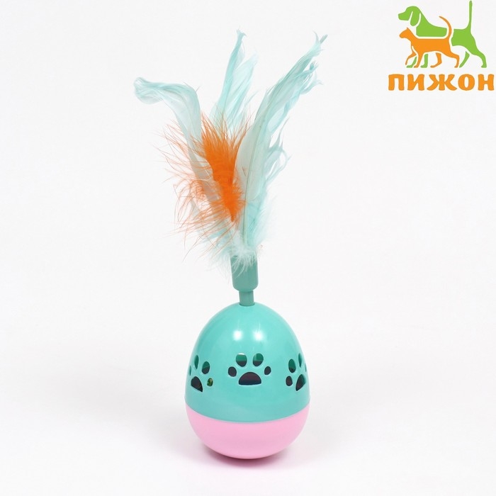 Игрушка-неваляшка  Игрушка-неваляшка "Перьевой фонтан" для кошек, 20 см, микс цветов