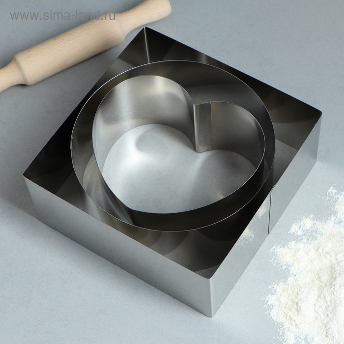 Набор форм для выпечки и выкладки «Круг, квадрат, сердце», 20 х 20 х 8,5 см, 3 шт Набор форм для выпечки и выкладки «Круг, квадрат, сердце», 20 х 20 х 8,5 см, 3 шт