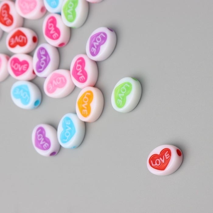 Бусины для творчества пластик Бусины для творчества пластик "Сердце в овале" МИКС набор 20 гр 1,3х1х0,5 см