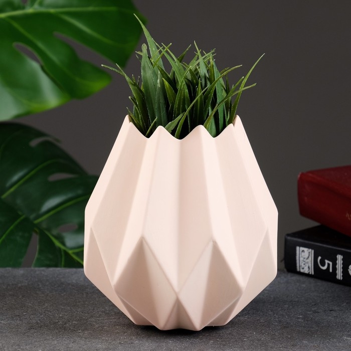 Кашпо - ваза  Кашпо - ваза "Треугольники" 14х7х7см, розовое