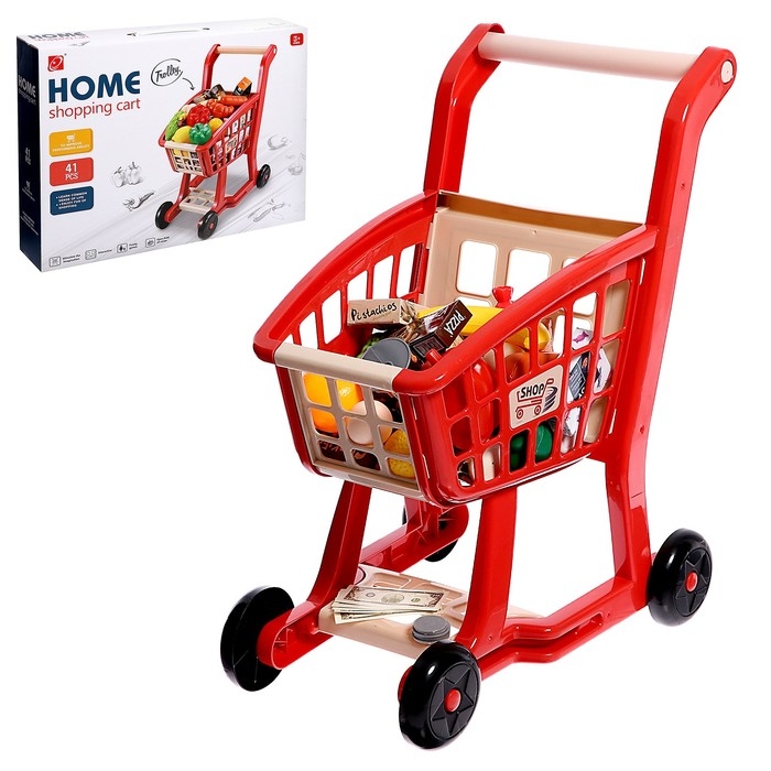 Продуктовая тележка «Шопинг» с продуктами, 42 предмета Продуктовая тележка «Шопинг» с продуктами, 42 предмета