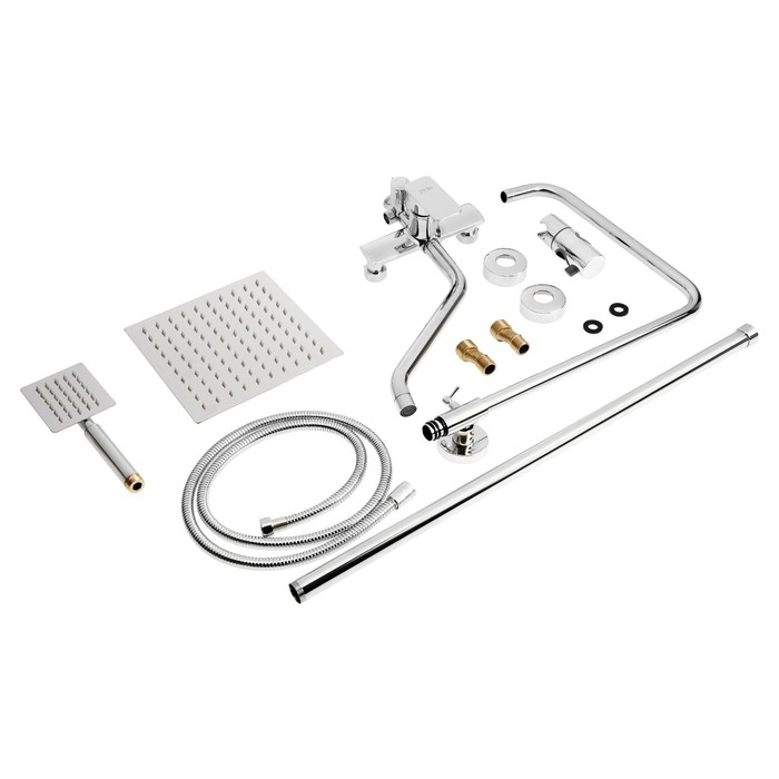 Душевая система ZEIN Z3866, смеситель, излив, тропическая и ручная лейка, латунь, хром Душевая система ZEIN Z3866, смеситель, излив, тропическая и ручная лейка, латунь, хром