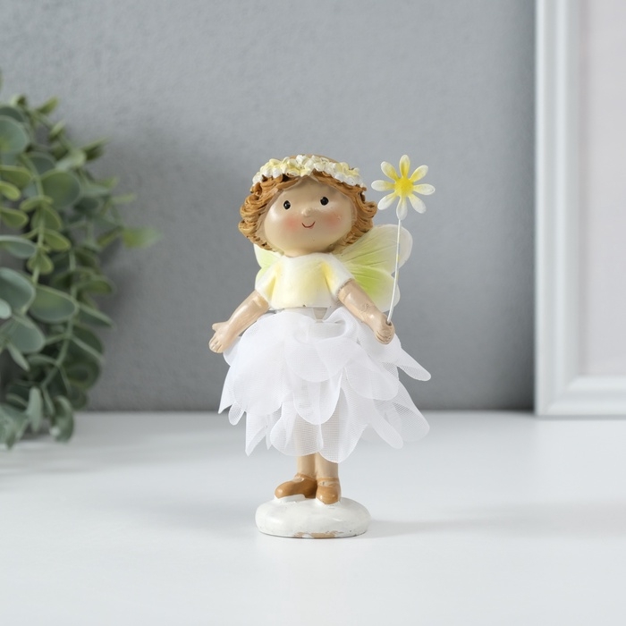 Сувенир полистоун  Сувенир полистоун "Малышка фея в цветочном платье с цветочком" МИКС 8х8х13 см