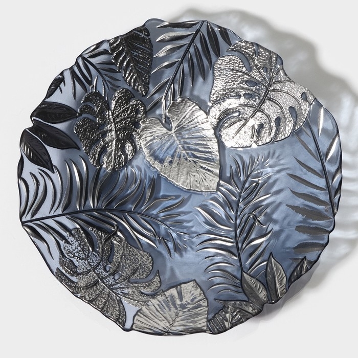 Тарелка стеклянная «Арабис», d=21,5 см, цвет голубой Тарелка стеклянная «Арабис», d=21,5 см, цвет голубой