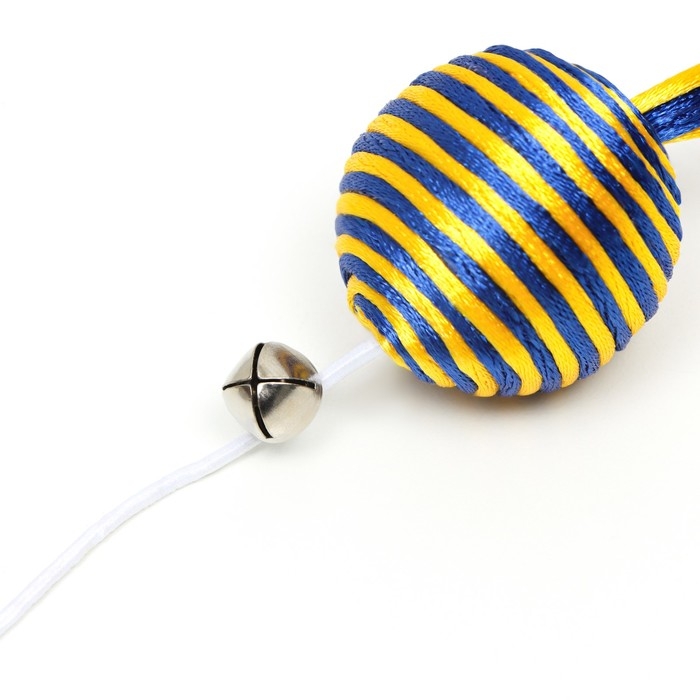 Дразнилка-удочка  Дразнилка-удочка "Шар с перьями", голубая на оранжевой ручке