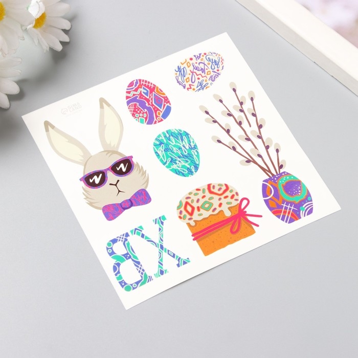 Татуировка на тело цветная  Татуировка на тело цветная "Кролик в очках" 10х10 см