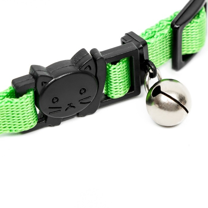 Ошейник кошачий с бубенчиком, 30 х 1 см, полиэстер, зелёный Ошейник кошачий с бубенчиком, 30 х 1 см, полиэстер, зелёный