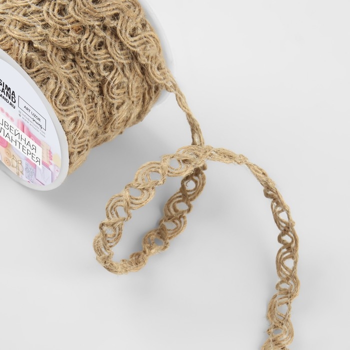 Тесьма декоративная холщовая «Коса», 10 мм, 10 ± 0,5 м, цвет бежевый Тесьма декоративная холщовая «Коса», 10 мм, 10 ± 0,5 м, цвет бежевый