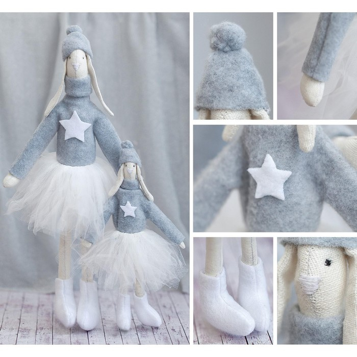 Набор для шитья. Интерьерные куклы своими руками «Домашние зайки Вэри и Бэри», 38 см Набор для шитья. Интерьерные куклы своими руками «Домашние зайки Вэри и Бэри», 38 см