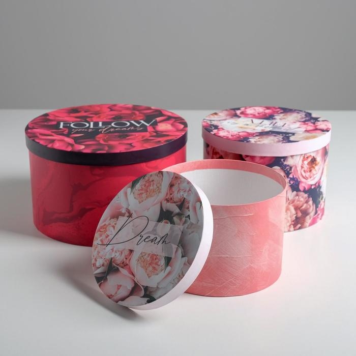 Набор коробок 3 в 1, упаковка подарочная, «Цветы», 18 х 18 х 13‒25 х 25 х 15 см