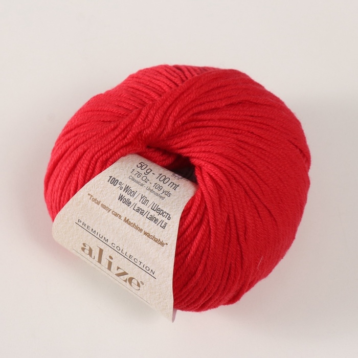 Пряжа Пряжа "Merino Royal" 100% шерсть 100м/50гр (56 красный)