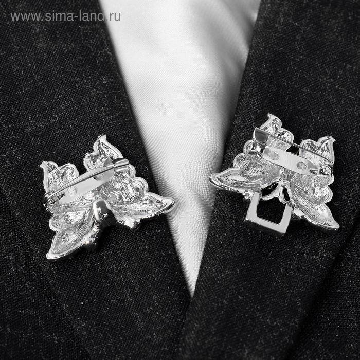 Зажим для кардигана «Бабочки», цвет розовый в серебре Зажим для кардигана «Бабочки», цвет розовый в серебре