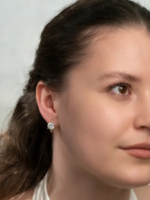 Серьги со стразами &laquo;Блум&raquo;, белые в серебре