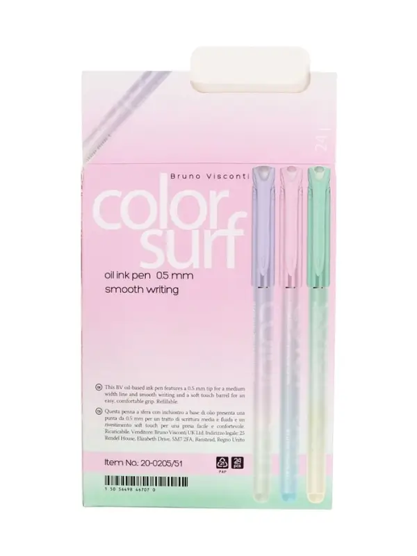 Ручка шариковая, BrunoVisconti ColorSurf.Zefir, 0.5 мм, стержень синий, МИКС