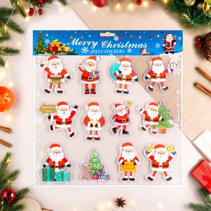 Наклейки на окна "Новогодние" Деды Морозы, 30 х 25 см