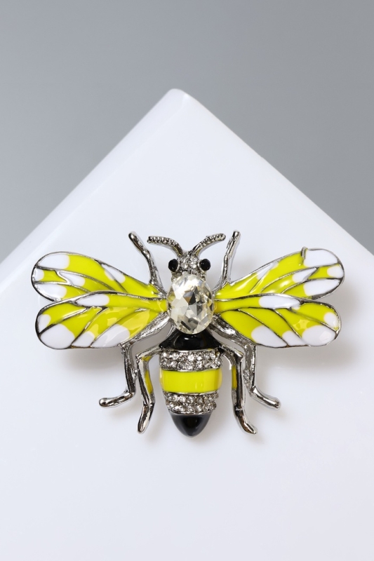 Брошь «Пчела» медуница, жёлтая в серебре Брошь «Пчела» медуница, жёлтая в серебре