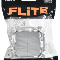 FLITE Выключатель 2-клавишный 10А ВС12-1-0-ФлА алюминий IEK