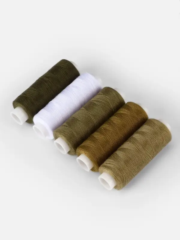 Нитки, 40/2, 183 м, набор 5 шт., хаки, зелёные