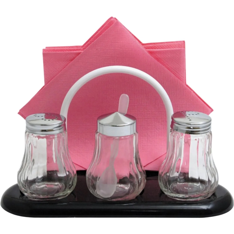 Набор для специй 3пр.(соль,перец,горч) + салфетница пластик, кт970