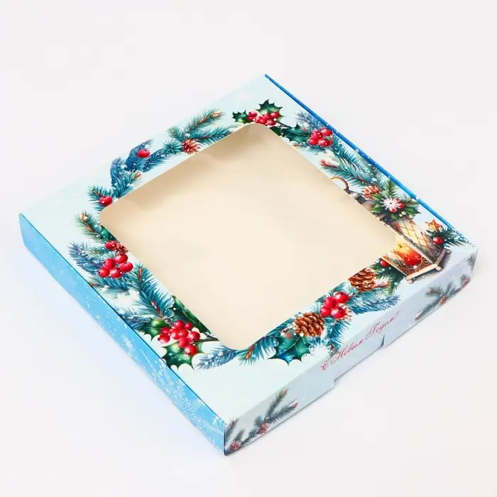 Подарочная коробка сборная с окном «Счастливых моментов», 19×19×3 см Подарочная коробка сборная с окном «Счастливых моментов», 19×19×3 см