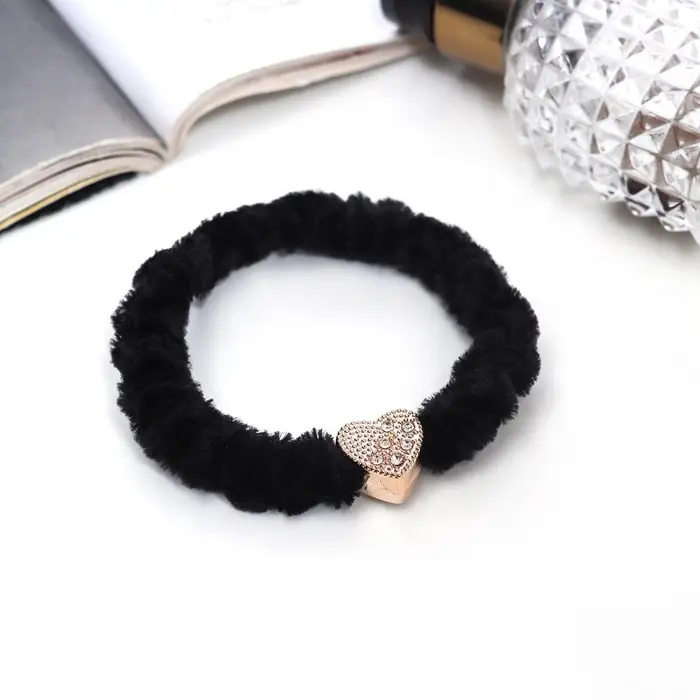 Резинка для волос Резинка для волос "Блестящая сказка" сердце, 7 см, чёрный