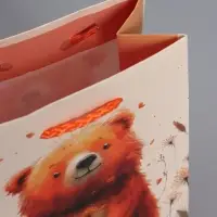 Пакет подарочный "Мишка в поле" ламинированый 11,5 х 14,5 х 6,5 см