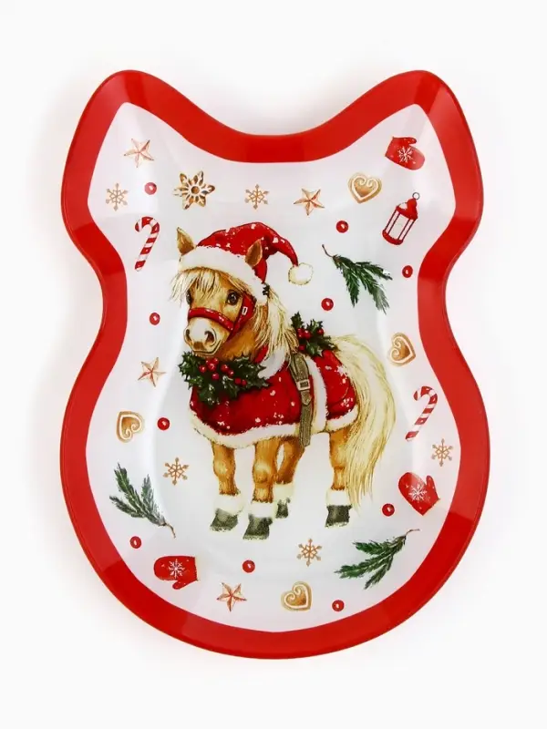 Тарелка стеклянная новогодняя в форме банта «Пони», 13.5×18 см