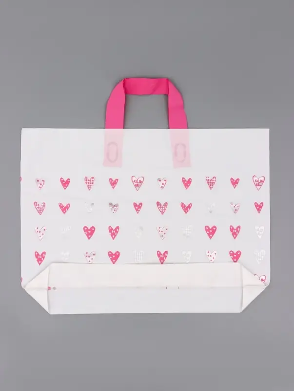 Пакет с петлевой ручкой "Сердечки" 40 х 30 х 8 см  80 мкм