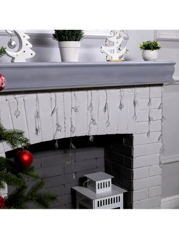 Гирлянда &laquo;Бахрома&raquo; 1.8&times;0.5 м с насадками &laquo;Звёзды&raquo;, IP20, прозрачная нить, 48 LED, свечение мульти (RG/RB), мигание, 220 В