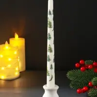 Свеча античная новогодняя 255х22 мм с декором, ёлочки