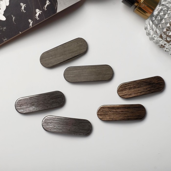 Невидимка для волос  Невидимка для волос "Герти" (набор 6 шт) текстура полосы, 5,5 см, серо-коричневый