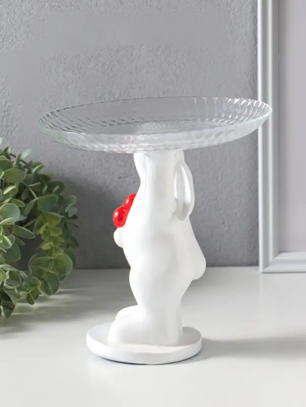 Копилка для денег с прозрачной подставкой для мелочей &laquo;Кролик&raquo;, полистоун, 22&times;21 см