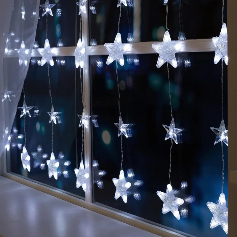 Гирлянда светодиодная Бахр 2.4x0.9м Звездоч,IP20,186LED,бел,8реж 4356974