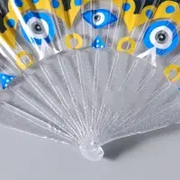 Веер складной пластик &laquo;Узор от сглаза&raquo;, блеск, 23 см