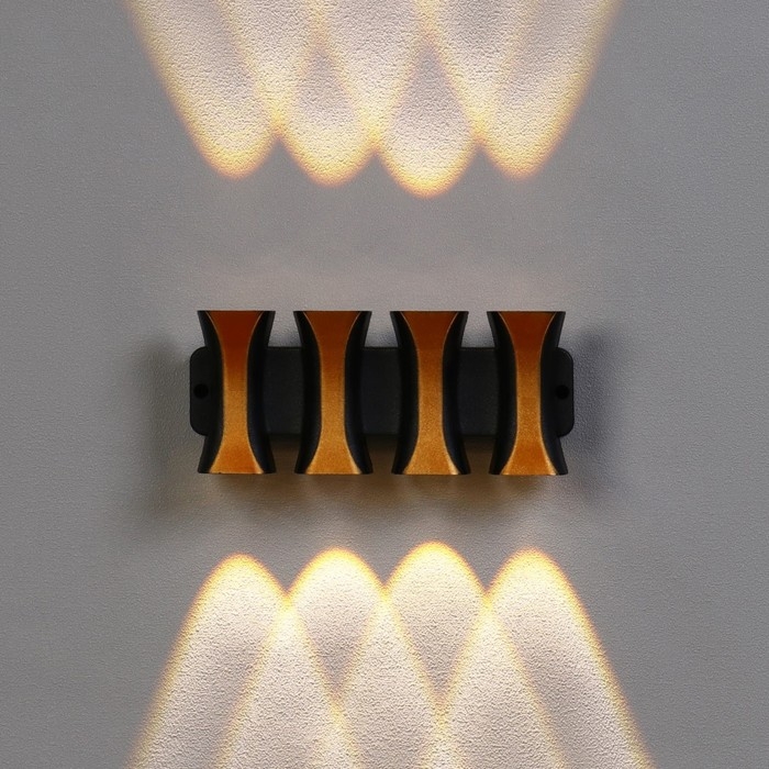 Светильник фасадный «Элегант», FSD-041, 8 Вт, 3000К, 4 луча, IP65, 220 В, пластик, черный Светильник фасадный «Элегант», FSD-041, 8 Вт, 3000К, 4 луча, IP65, 220 В, пластик, черный