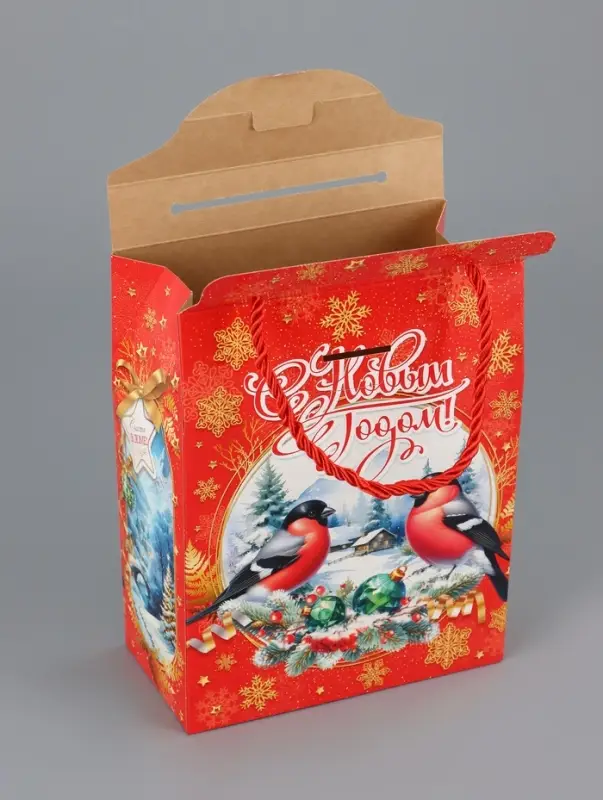 Коробка подарочная складная Коробка подарочная складная "Снегири" 16 х 8 х 20 см