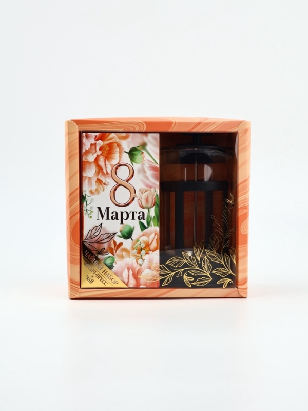 Подарочный набор «8 марта», чай чёрный со вкусом тропических фруктов 100г., френч-пресс 350 мл Подарочный набор «8 марта», чай чёрный со вкусом тропических фруктов 100г., френч-пресс 350 мл