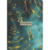 Блокнот Floral А5 96л. клетка, обл. тв.лам.картон, сшивка,резинка,зелен
