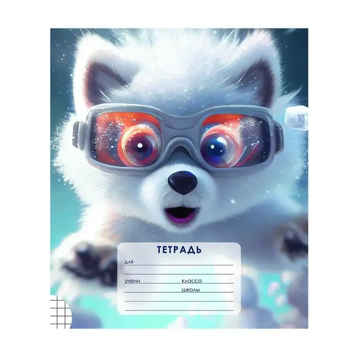 Тетрадь 12 листов в клетку Calligrata "Пушистые друзья", обложка мелованная бумага, ВД-лак, блок офсет, белизна 95%, МИКС
