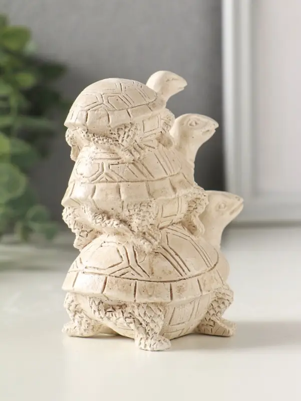 Фигурка гипс &laquo;Три черепахи&raquo;, 10&times;8&times;5 см, слоновая кость