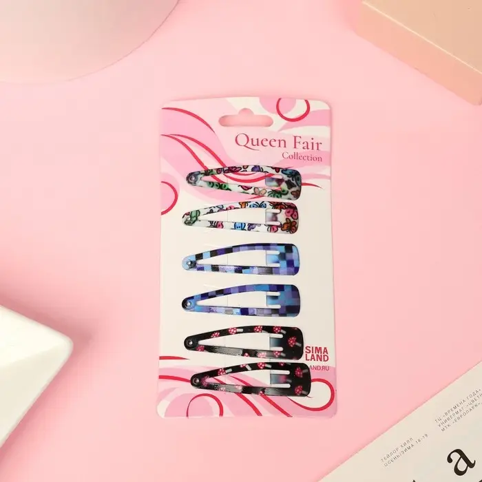 Невидимка для волос "Селена" (набор 6 шт) лесная сказка, 4,5 см