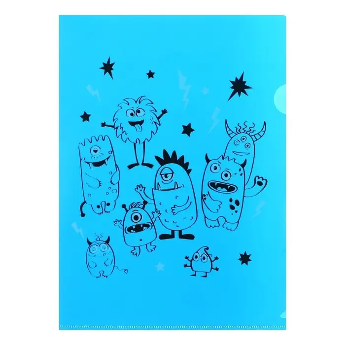 Набор папок-уголков А4, 180 мкм, Calligrata &laquo;Монстрики&raquo;, полупрозрачные, 6 штук, с принтом, микс