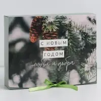 Коробка подарочная новогодняя складная двухсторонняя &laquo;Зимний лес&raquo;, 31&times;24.5&times;8 см, Новый год
