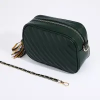 Сумка женская кросс-боди на молнии, 21&times;7&times;14 см, зелёный