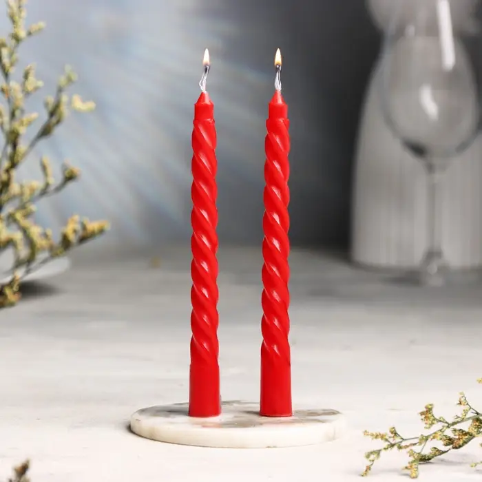 Набор свечей витых, 1.5×15 см, 2 штуки, аромат лаванда Набор свечей витых, 1.5×15 см, 2 штуки, аромат лаванда