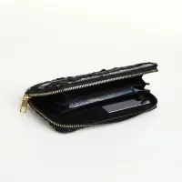Кошелёк женский на молнии, 20&times;2&times;10 см, джинсовый, в полоску, чёрный