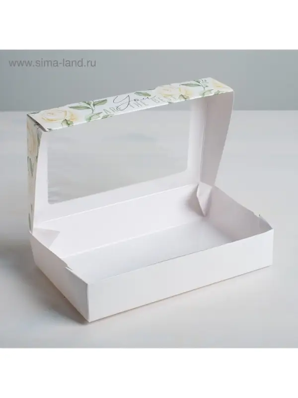 Кондитерская упаковка, коробка с ламинацией &laquo;Flowers&raquo;, 20&times;12&times;4 см