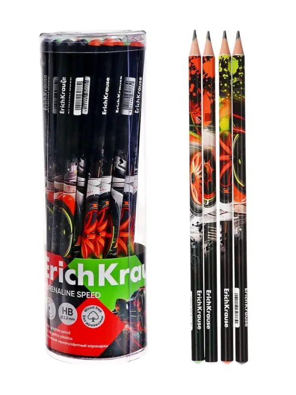 Карандаш чернографитный, ErichKrause Adrenaline Speed, круглый, НВ, дизайн, пластик Карандаш чернографитный, ErichKrause Adrenaline Speed, круглый, НВ, дизайн, пластик