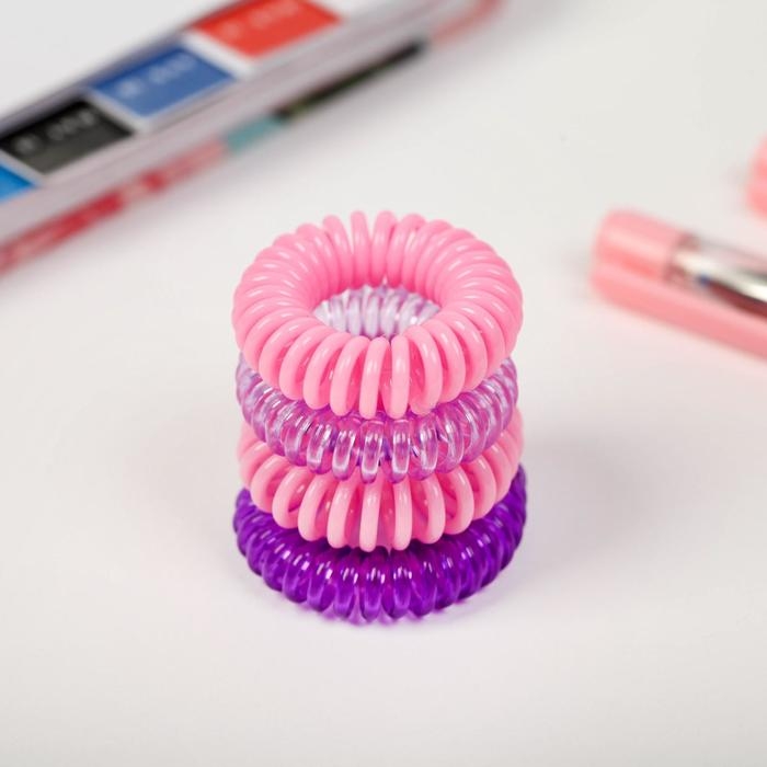 Резинки для волос пружинки «Единорог»,4 шт, диам 3,5 см Резинки для волос пружинки «Единорог»,4 шт, диам 3,5 см