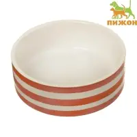 Миска &laquo;Полоски&raquo;, 200 мл, 10.5&times;10.5&times;4 см, керамика, белая, оранжевая